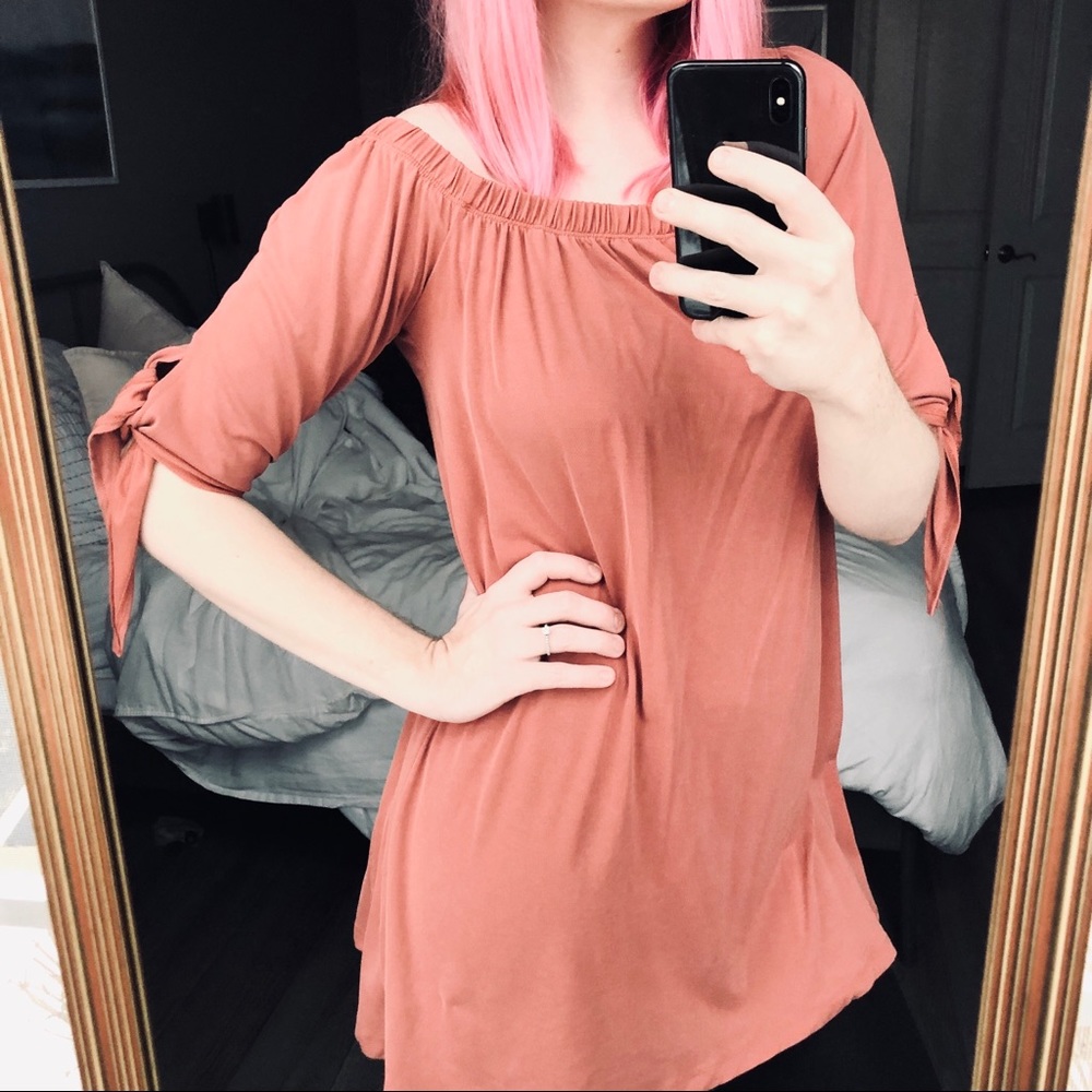 TBH Dusty Orange Tie-Sleeve Flowy Dress